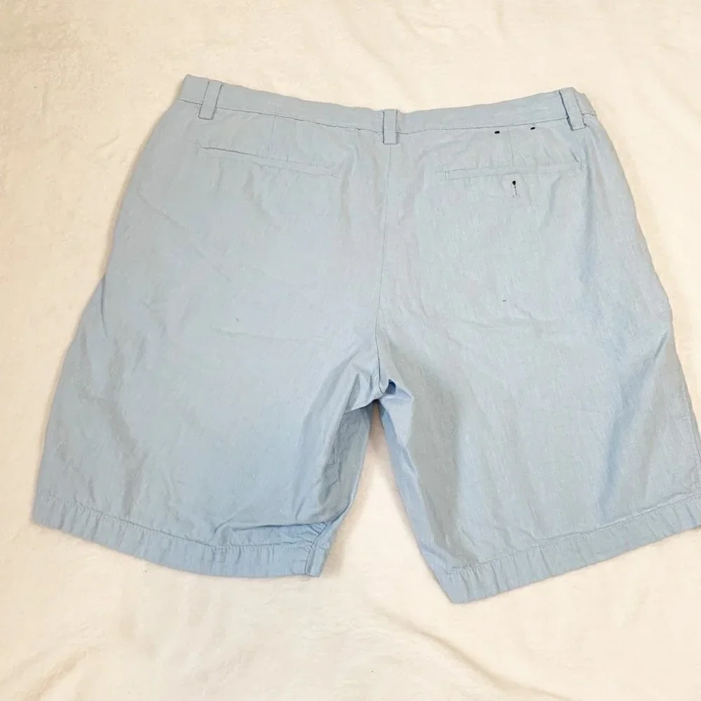 Banana Republic Aiden Short Mens 36 Light‎ Blue Cotton Linen Blend Casual Summer